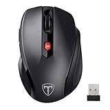 VicTsing 2.4G Profesional Mouse / Ratón Inalámbrico Ergonómico con Bluetooth,6 Botones, Nano Receptor, 2400DPI y 5 Nivel Ajustable, para Windows, Mac y Linux - color Negro