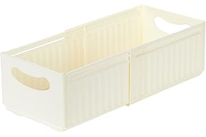 HNZIGE Large Plastic Organizer Bins with Handles, Drawer Organizer,Closet Organizers and Storage, Foldable Plastic Storage Bins for Shelves, Stackable Storage Drawers for Storage Organization Cream