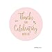 Andaz Press Blush Pink Gold Glitter Print Wedding Collection, Round Circle Gift Tags, Thank You for Celebrating with US, 24-Pack