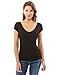 PattyBoutik Women Crochet Lace Back V Neck Cap Sleeve Blouse (Black Small)