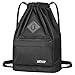 HITOP Drawstring Backpack, Waterproof Snow Resistant Lightweight Sport Gym Bag For Men and Women (Black)
