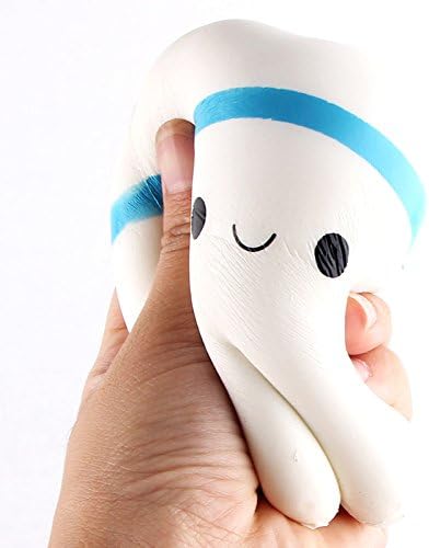 Squishies Slow Rising Squishy Toy Jumbo Slow Rising Tooth Squishy Stress Relief Pendant Kids Squeeze Toy (Blue) 3.9" 1pcs