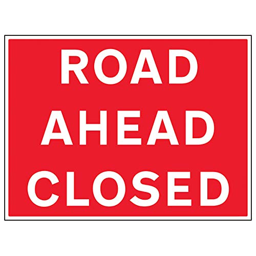 V Safety Road Ahead Closed - 600x450mm - 3mm Alumcomp Ra1 Anti Graffiti