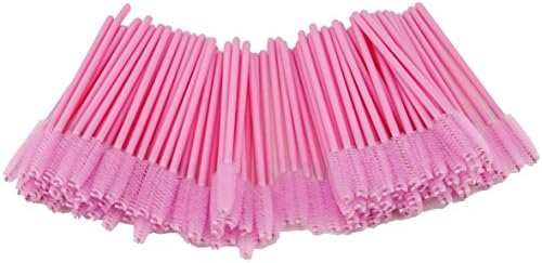 Yueton Pack of 100 Disposable Eyelash Brushes Wands Mascara Applicator (Pink)