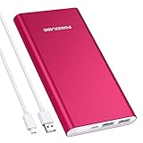 POWERADD Pilot 2GS 10000mAh Portable Charger, Dual USB Ports Power Bank 3.4A High-Speed Charge Compatible for iPhone Xs, XR,X, 8, 7 Plus, iPad, Samsung Galaxy and More - Red
