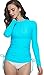 ilishop Women's UV Sun Protection Long Sleeve Rash Guard Wetsuit Swimsuit Top Blue M-US6