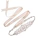 SWEETV Luxury Rhinestone Wedding Belt Bridal Sash Belt Crystal Dress Headband DIY Accessories, Rose Gold