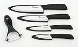 SALE Chef Made Easy Ceramic Knife Set 9 Piece - Kitchen Knives with Case (Knife Sheaths) - Add to Collection of Cutlery Kitchen Utensils - Use as Bread, Vegetable and Chef Knife - (Black Set)