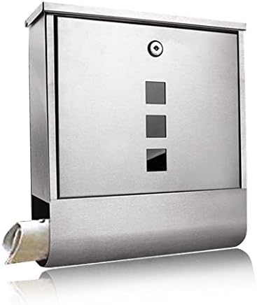 Homself Wall Mounted Mailbox Stainless Steel Locking Mail box Postbox with Retrieval Door 2 Keys and Newspaper Compartment