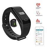 Fitness Tracker with Pedometer / Calorie Counter, Health Smart Bracelet with Sleep Quality / Heart Rate / Blood Pressure / Oxygen, Bluetooth Smart Band with Message Reminder for Android / IOS, Black