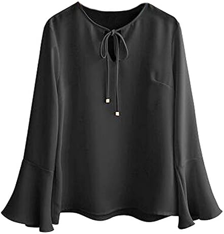Cheryl Bull Popular Women Fashion Casual Plus Size Chiffon Long Sleeve T-shirt BlackX-Large