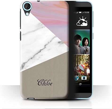 Personalized Custom Marble/Wood Case for HTC Desire 820G+ Dual / Pink/Gold Design / Initial/Name/Text DIY Cover
