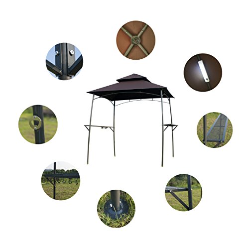 Feelway BBQ Canopy Outdoor Barbecue Grill Metal Gazebo W/Lights 2-Tier