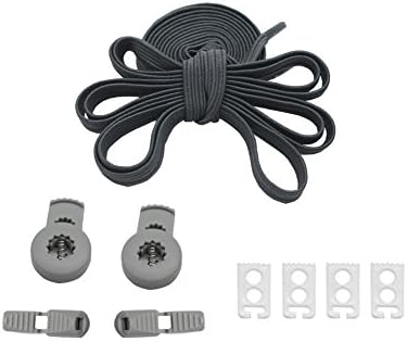 Elastic No Tie Shoelaces for Adults and Kids Two Types of Lock Shoe Laces Fit All Sneakers or Boots Dark Gray