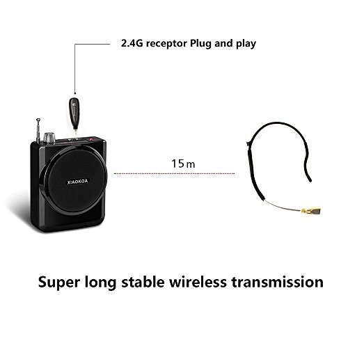 XIAOKOA 2.4G Wireless Microphone Fitness Headset Microphone, Waterproof Mic for Voice Amplifier, Recording, Fitness, Coach, Stage Performance, Speaker