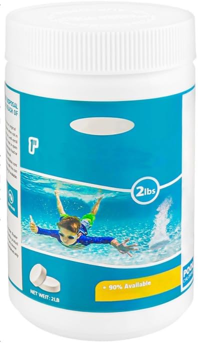 Chlorīne Tâblets 1 Inch, Chlorīne Pucks for Hot Tubs, Mini Pucks for Swimming Pools Hot Tubs Spas, 1 Inch in Diameter, 45Pcs (2 Pound Bottle)