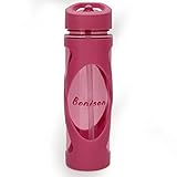 Clearance Sale-19 oz Newest Design Sports Tritan Plastic Water Bottle Straw Lid/Spout Leak Proof Flip Top Cap Portable To-Go Gym School with Handle and Cleaning Brush - Hot Pink