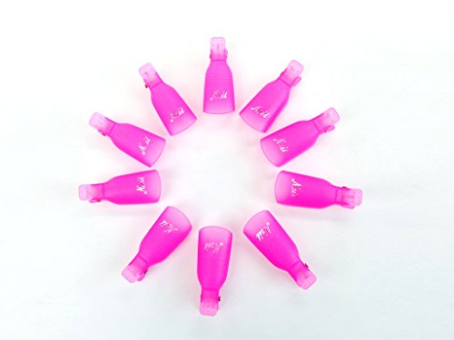 Beauticom 10Pcs *HOT PINKY RED* Acrylic Nail Art Soak Off Cap Clip UV Gel Polish Remover Wrap Reusable Keeper Manicure Tool