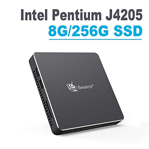 Fanless Mini PC,Beelink T45 Windows 10 Intel Pentium J4205 (up to 2.6GHz) Ultra-Thin Mini Computer,8GB DDR3/256GB SSD，Dual HDMI Port,4K@30Hz HD,2.4G+5G Dual WiFi,Gigabit Ethernet,BT 4.0