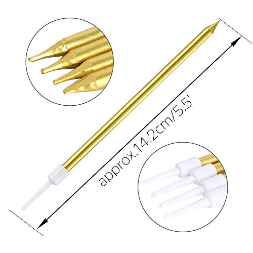 Hicdaw 60PCS Birthday Candles Birthday Party Long Thin Cake Candles Metallic Birthday Candles in Holders for Birthday Wedding Party Cake Decorations