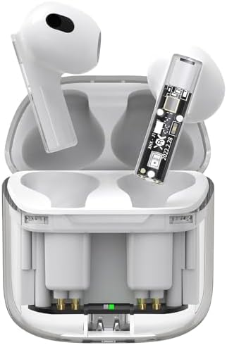 PHOCAR Wireless Earphones, Transparent Design, Sweatproof