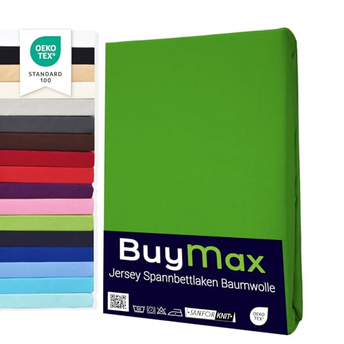Buymax® Spannbettlaken 60X120Cm Baumwolle 100% Kinderbett Spannbetttuch Baby Bettlaken Jersey, Matratzenhöhe Bis 15 Cm, Farbe Apfelgrün