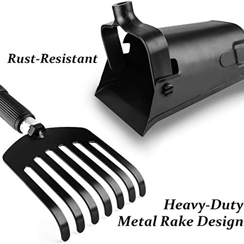 SKYFIELD Pooper Scooper Swivel Bin & Rake Kit, Extendable Metal Dog