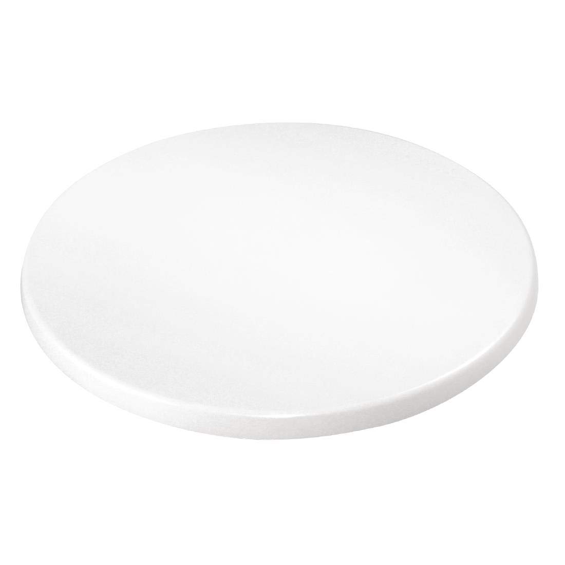 Bolero Pre-drilled Round Tabletop 600(Dia) mm, White, Size: 30 x 600 mm, Indoor Use, Honeycomb Core Heat Resistant up to 180°C, Stylish White Table Top, GG645