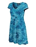 Come Together California CTC Womens All Over Tie Dye V Neck Cap Sleeve T Shirt Dress - Made in USA
