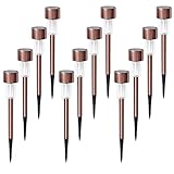 EcoCity 12-Pack Solar Lights Outdoor Garden Light Landscape / Pathway Lights Stainless Steel (Copper)