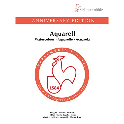 Hahnemuhle Anniversary Edition 425gsm Watercolour Block 30x40 Centimeter, 15 Sheets, Matt