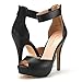 DREAM PAIRS SWAN-05 New Women's Ankle Strap Back Zipper Peep Toe High Heel Platform Pump Shoes,Black Pu,6.5 B(M) US