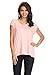 Womens V-Neck T-Shirt Top, Casual Raw Edge W/Cuffed Cap Sleeve