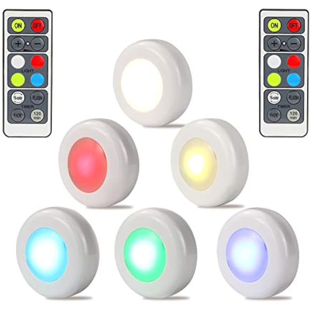 RGB Wireless Puck Lights&xFF0CUnder Lights Whit Remote Control, Battery eBay
