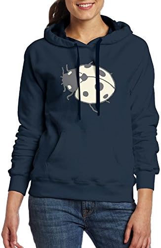 Women's Casual Long Sleeve Front Pocket Funny Gray Ladybug Cartoon Concise Art Hooded Sweatshirt
