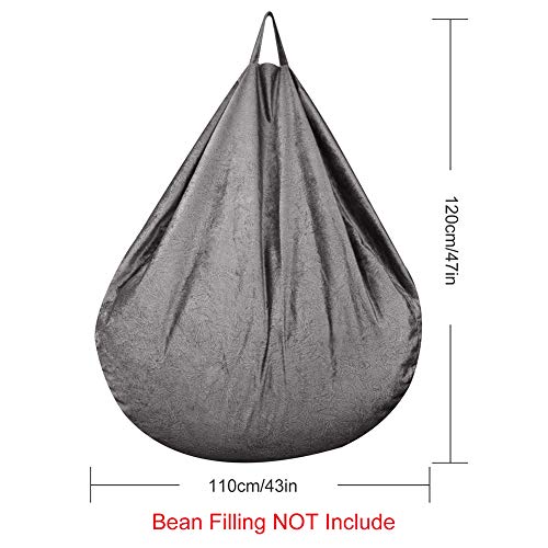 MFTEK Bean Bag Chair Cover Only, Large Washable Memory Foam Furniture Bean Bag with Wash Bag, Without Bean Filling, 43.3’’×43.3’’×47.2’’ (Gray) - Thumbnail 4