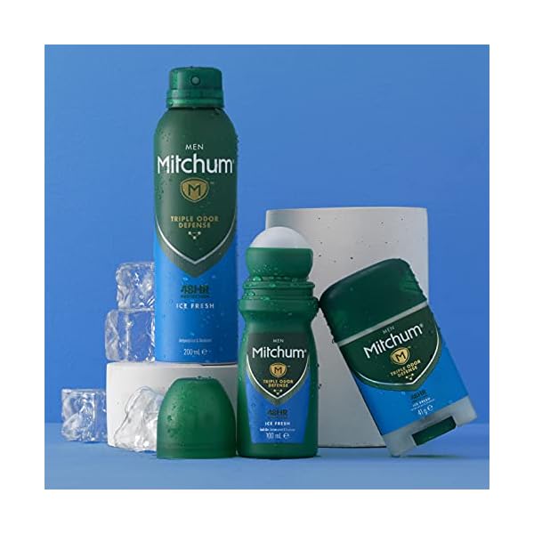 Mitchum Men Triple Odor Defense 48HR Protection Deodorant Spray & Antiperspirant (200ml) Ice Fresh, Dermatologist Tested