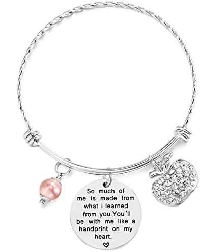Teacher Appreciation Bracelet So Much of Me is Made from What I Learned from You Bangle Graduation Gift for Teachers