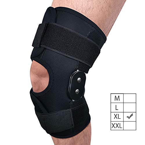 FunCee Hinged Knee Brace, 4 available sizes Adjustable Compression Wrap for Men & Women, Knee Support for ACL, Tendon, Ligament & Meniscus Tear Injuries, Sports in Gym Basketball Running Football (XL)