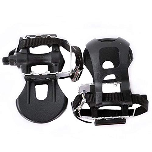 GEZICHTA 9/16 Inch Bicycle Pedals with Toe Clips and Straps, 1 Pair Bicycle Cycling MTB Mountain Bike Pedal Toe Cage Strap Belts, Quick Release (2Pcs)