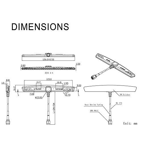image for Superbat 4G LTE Antenna Dual Band 2dBi Omni-Directional SMA Male Patch