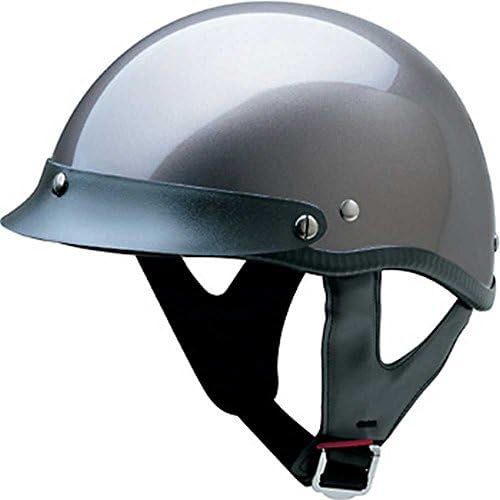 HCI Gloss Deep Silver Motorcycle Half Helmet w/Visor - ABS Shell 100-112