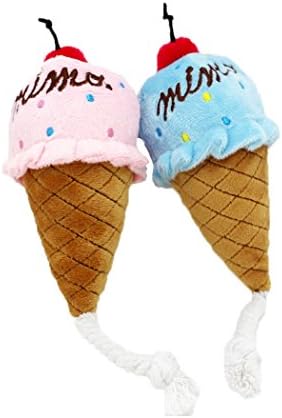 2Pcs Pink And Sky Blue Ice Cream Pattern Pet Supplies Resistance Bite Pet Toys