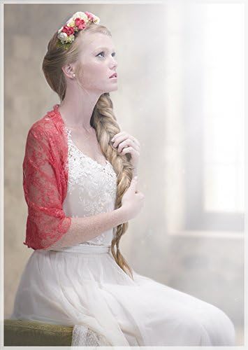 Coral Lace Bridal Shrug. Loop Versatile Shawl You Can Wear As A Shawl, Shrug, Crisscross And Scarf. Colorful Wedding Accessory, Coral Bride.