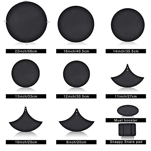 Snare Drum Pad, 10pcs Impact Resistance Mute Silencer Drumming Practice Pad Bass Drums Quiet Cymbal Mute Sound off Black Provides Great Rebound for Quiet Workouts