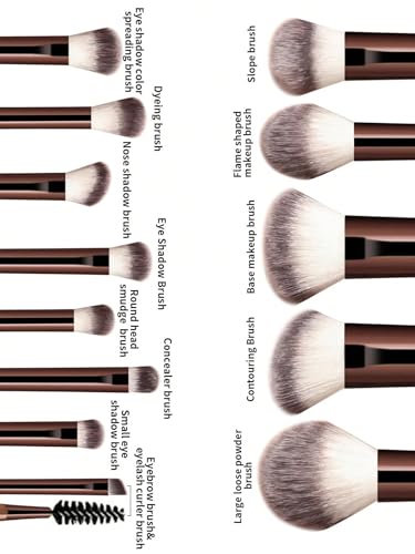 Set de brochas de maquillaje mini para principiantes, set de brochas de maquillaje profesionales, un set para maquillar todo el rostro. (Coffee color)