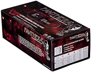 PantheraPowder Free Latex Examination Tattoo Gloves, Small, Black, 100-Piece