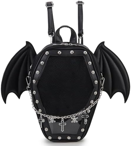 Amazon.com: Gothic Bat Wing Backpack Purse, Black Faux  display picture 1