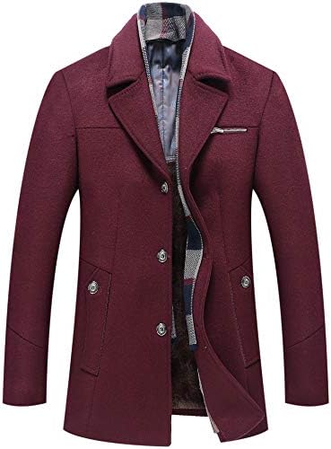 TruClothing Mens 3/4 Long Double Breasted Overcoat Jacket Wool