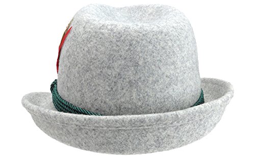 Essence Of Europe Gifts Men's Austrian & German Style Wool Hat W/ Feather Medium Gray